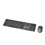 Amazon Basics Ultra Premium Wireless Keyboard and Mouse Combo - Rechargeable, Ultra Slim Design, Quiet, Full Size, Number Pad, QWERTY, Black