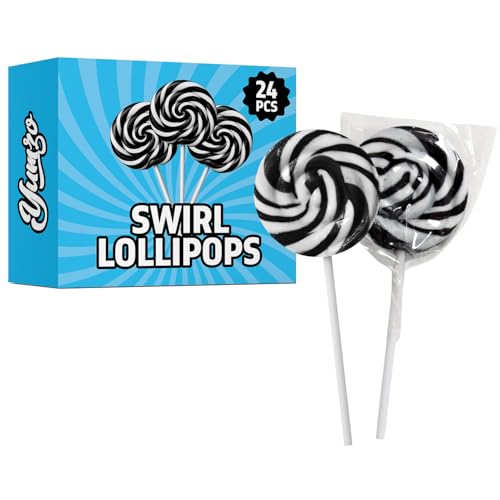 Halloween Lollipops 24pcs Black and White Swirl, Blue-Raspberry - image 1
