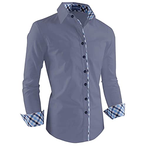 Image of Zombom Combo of Men's Solid Regular Fit Cotton Blend Full Sleeve Casual Shirts (Pack of 2)