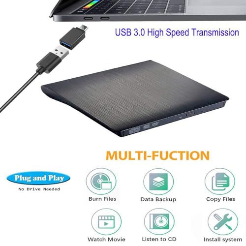 Unidad externa DVD CD USB 3.0 ultradelgada compatible con PC miniatura 2