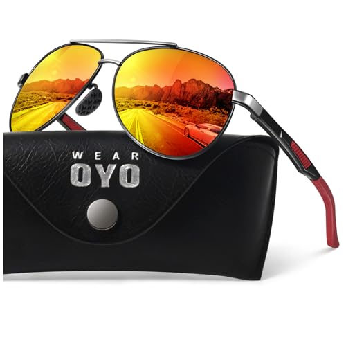 Image of WEAROYO Polarized Sunglasses Men Womens Al-Mg Alloy Frame Spring Hinges Pilot Military Style UV400 Protection Driving