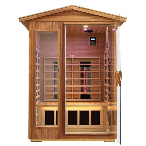 KUNSANA Outdoor Sauna 2 Person, Ceramic Infrared Saunas for Home, Ultra Low EMF Infrared Sauna,...