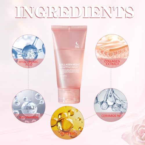 Image of Collagen Night Mask Overnight Peel-Off (Korean Skincare) | Hydration & Elasticity Care for Glowing Skin| Overnight Collagen Face Mask | Peel-Off Wrapping Mask for Firming, Hydration & Radiant Skin