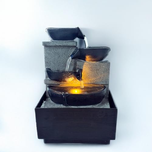 Fonte de Água Decorativa de Mesa Oriental com LED