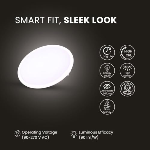 Image of Instapower Polycarbonate Recessed Ceiling Light Ultra Slim Round LED Downlight 2-Year Warranty (Cool White - 8W)