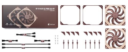 Noctua NF-A14x25 G2 PWM Sx2-PP, Dual Fan Set for Push-Pull and Side-by-Side Applications (Brown) 3