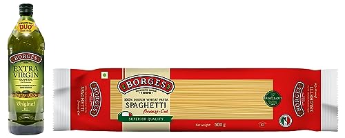 Image of Borges Extra Virgin Olive Oil -1L Glass + Borges Spaghetti Durum Wheat Pasta, 500g