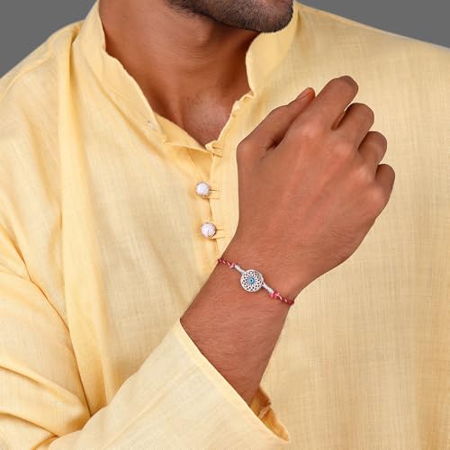 Image of GIVA 925 Silver Evil Eye Rakhi | Silver Bracelet for Men & Boys | Quirky Rakshabandhan Rakhi with Certificate of Authenticity and 925 Stamp