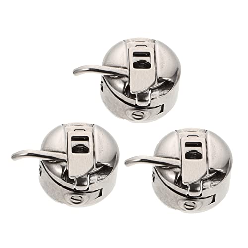 HOMSFOU 1set Bobbin Cases for Sewing Machines Portable and Durable Household Sewing Supplies Compatible with Various Models Silver Design 3pcs