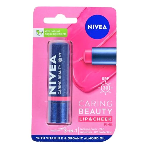 Image of Nivea Caring Beauty Pink Lip Balm, 4.8 gm