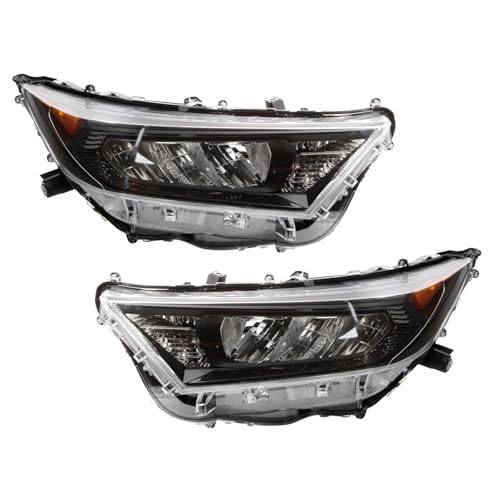 Image of TRQ 2 Piece Headlight Assembly Set Driver & Passenger Side Compatible with Toyota Rav4 LE 2019-2022 LE Hybrid 2019-2021 Japan built TO2518200 TO2519200 8113042822 8117042822