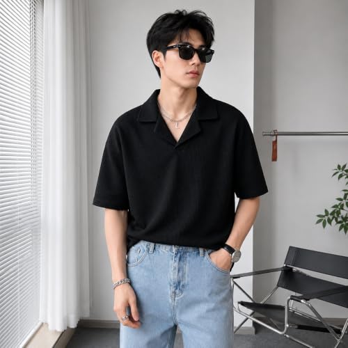 Image of Waffle (Cotton) Men t-Shirts Classic Short Sleeve Lightweight Summer Wear Casual Oversized t Shirt for Men