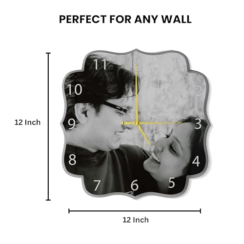 Image of SAVRI Personalized Gifts Acrylic Wall Clock (12x12 Inches) - Custom Photo with Unique Design - Stylish Room Decor, Romantic Gift for Housewarming, Anniversary, Birthday, Husband & Wife