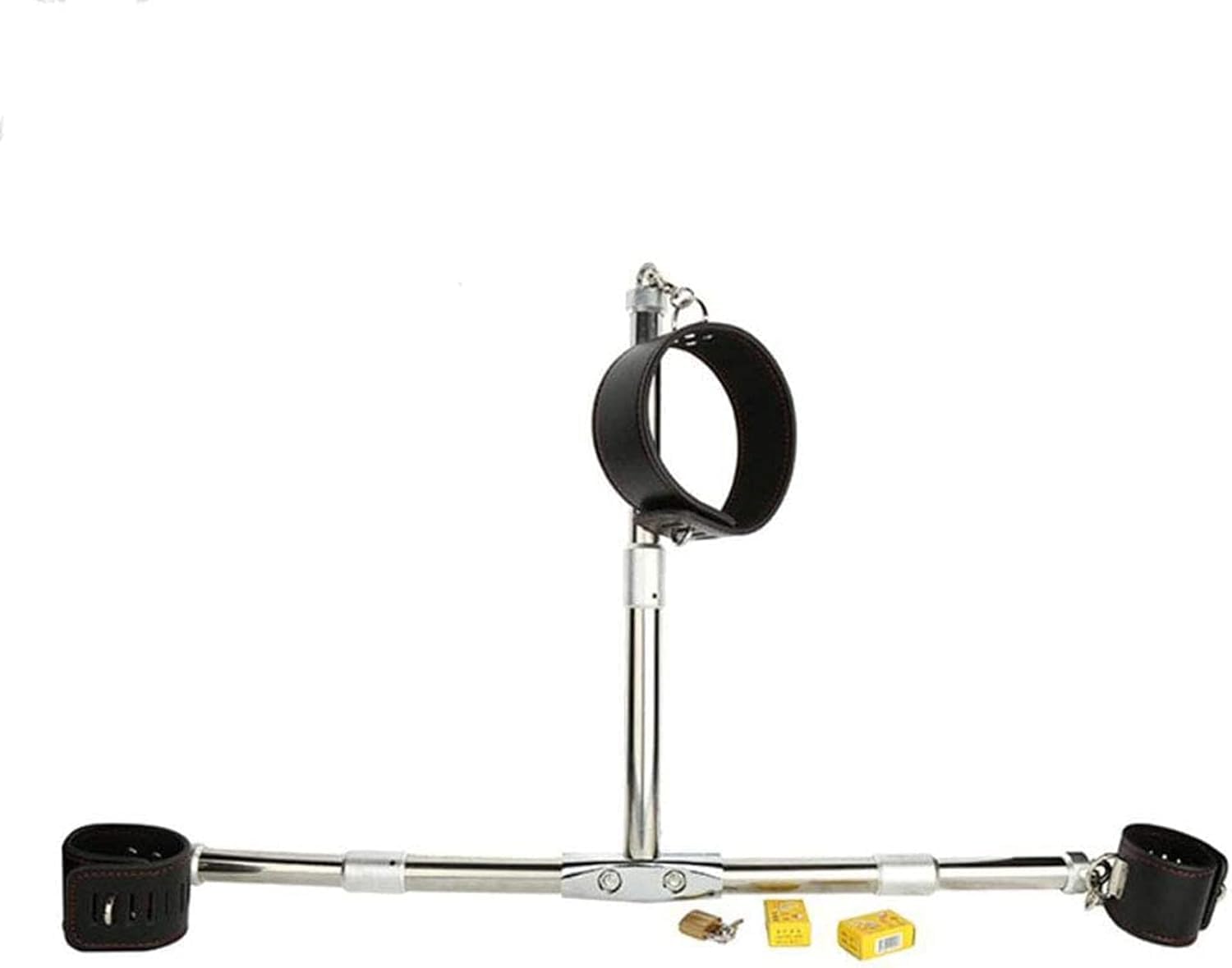 Edelstahl Bondage Erotik Set für Paare, Slave Fetisch Restraint Spreizstange mit Einstellbare Kragen/Halsbänder und Handfesseln Sexspiele Fetisch Sexspielzeug für Frauen Mann,Silber,paare
