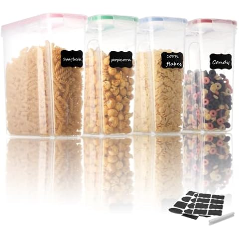 Recipientes de almacenamiento de cereales de plástico transparente de 148 onzas de ZENFUN Cover