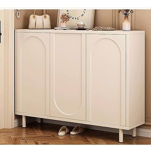 Armoire d'entrée étroite avec meuble à chaussures moderne et buffet haut rotin