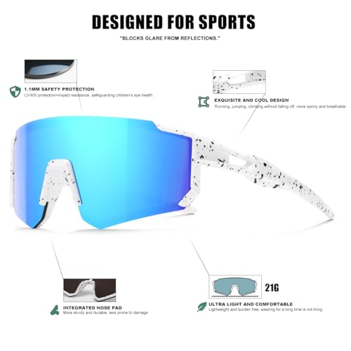 Image of SEKKAF Kids Sunglasses Youth Baseball Sunglasses for Boys Girls Softball Sports Sun Glasses UV Protection