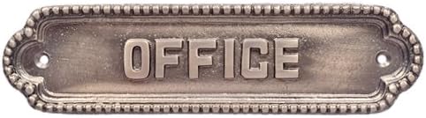Adonai Hardware Large "OFFICE" Brass Door Sign - Dark Bronze