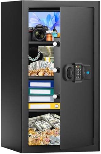 7.0 Cuft Large Fireproof Safe for Home, Fire Safe Box with Dual Alarm, Buil-in LED Light, Spare Keys, Anti-theft Home Safes for Document, Jewelry, Cash, Ammo, 12.2"D x 13.8"W x 27.6"H