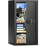 90L Großer Safe Tresor für Zuhause, Feuerfester Tresor mit Schlüssel, Abnehmbares Regal und Stummschaltfunktion, Anti-Theft Tresore für Dokument, Geld, Medizin and Wertgegenstände