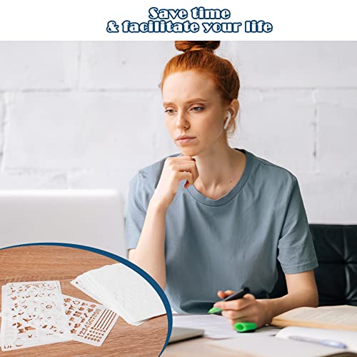 MWOOT 30Pcs Mixed Journal Stencils Kit, Planner Stencil Drawing Painting Template, Reusable Shapes Bullet Journal DIY Supplies for Scrapbook Notebook Diary Card Making Wood Wall Art Decor(17.8x10.2CM)