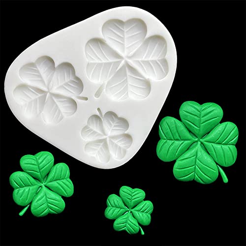 Moldes de silicona de trébol de cuatro hojas, moldes de arcilla polimérica suave, forma de trébol de la suerte, moldes de chocolate, molde de silicona para tartas de azúcar, decoración de pasteles de