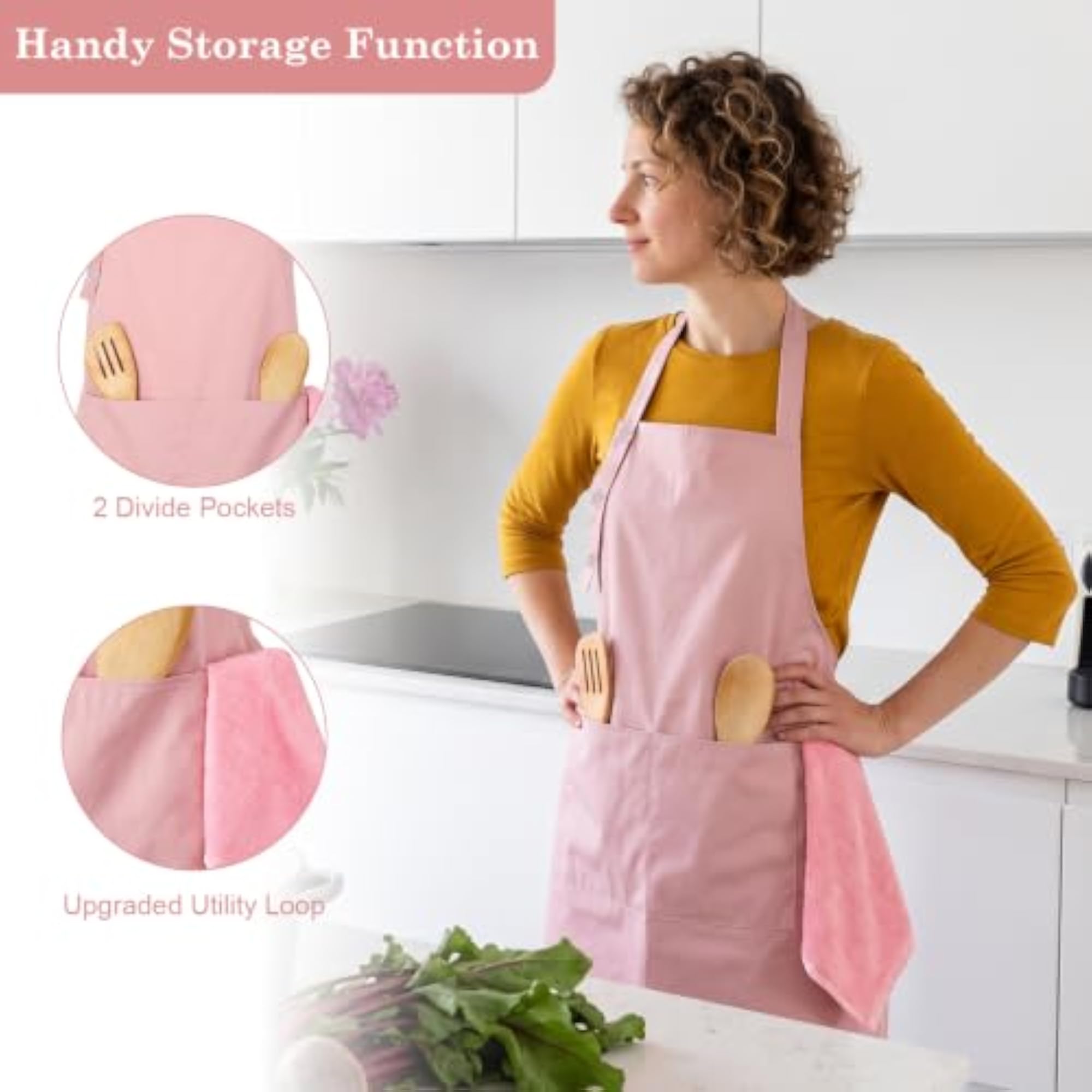 Water Oil Resistant Kitchen Apron for Women