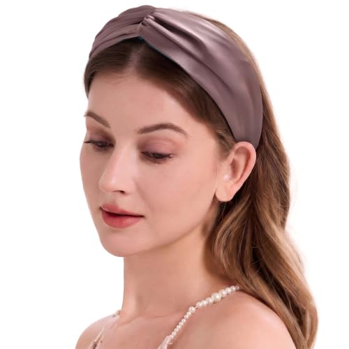 Image of ZLYC Mulberry Silk Headband for Women's Hair, Solid Batik Pink