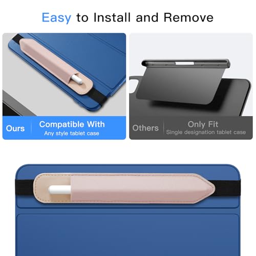 Image of MoKo Pencil Case Holder Fit The Apple Pencil (Pro and USB-C and 1st and 2nd Gen), Detachable Elastic Pocket for Stylus Pen with Elastic Band Attached to iPad Case, Rose Gold