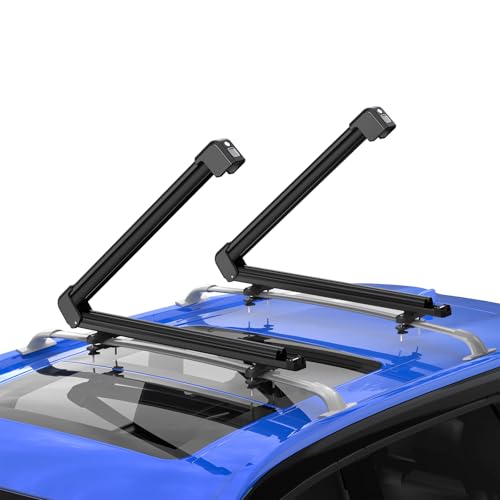 MOSTPLUS Ski Snowboard Racks CrossBars Rack,Aluminum Universal Car Roof Rack with Metal Lock and Rubber Padding,Fits 6 Pairs Skis or 4 Snowboards