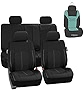FH Group Automotive Seat Cover Highest Grade Faux Leather Black Full Set, Combo Car Seat Cover Design Airbag Compatible Split Bench Tan Car Seat Covers Interior Accessories Universal Fit for Car SUV
