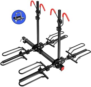 EDOSTORY Hitch Mount Bike Rack,Foldable 4 Tray Black Bicycle Rack fit for Cars, Trucks, SUV and Sedan with 2