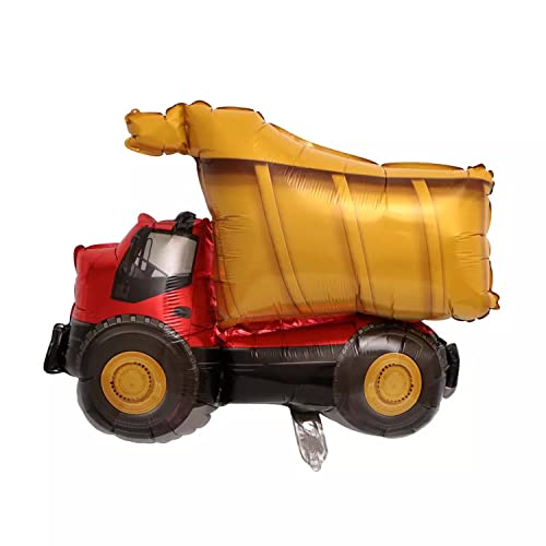 Globo de plástico con diseño de vehículo de construcción, aprox. 79 x 66 cm, para fiestas, coche, cumpleaños, decoración multicolor, cumpleaños infantiles, helio, helio, helio XXL, para obras de