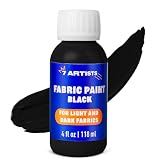 Black Fabric Paint 4 fl. oz – Permanent Fabric Paint Black for Clothes | Textile Clothing Paints for Cotton...