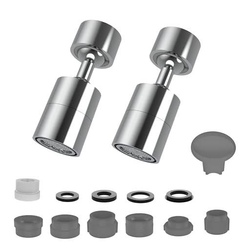 KENISTORE | 2 Aireadores Giratorios 360° para Grifo Cocina y Baño – Grifo Giratorio Universal con Adaptador para Fregaderos y Baños | 2 GRIFOS GIRATORIOS Y 2 SETS DE CONECTORES para todo tipo de grifo