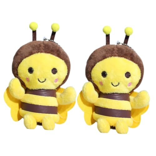 NAMOARLY 2Pcs Plush Bee Pendant Keychains Cute Bee Hanging Decor for Bags Backpacks and present Occasion Adorable Cartoon Style for School and Parties