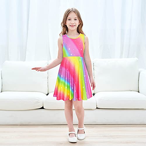 JESKIDS Little Girls Unicorn Dress Sleeveless Casual Twirl Dresses Print Sundress2