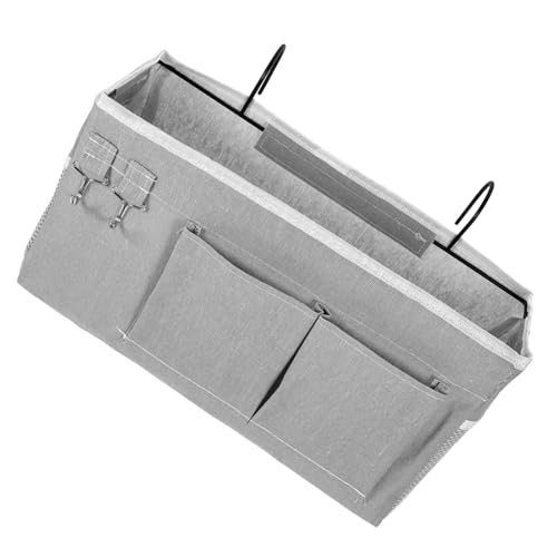 LOORGVEL Organizador Colgante para Cabecera de Cama Grande Gris Bolsa de Almacenamiento Resistente para Dormitorio con Ganchos para Cama para y Gadgets