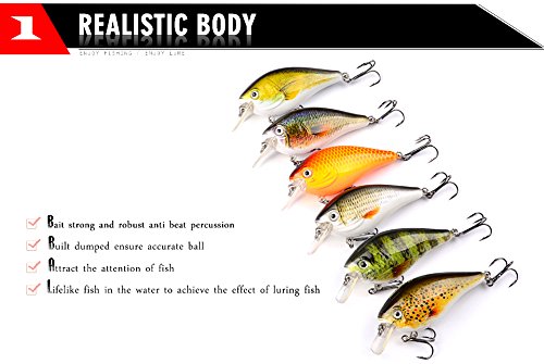 PROBEROS Crankbaits Set Lure Fishing Hard Baits Swimbaits Boat Ocean Topwater Lures Kit Fishing Tackle Hard Baits Set for Trout Bass Perch Fishing Lures Set (407)