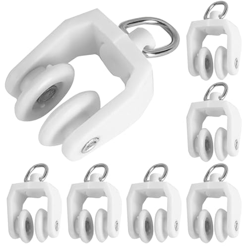 50 ganchos de riel de cortina de techo, ganchos de riel de cortina de alta resistencia, poleas de riel de cortina con ganchos para cortina de ducha y ventanas (color: blanco)