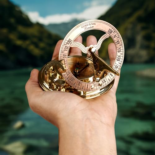 Brújula de latón con estuche de cuero miniatura 7