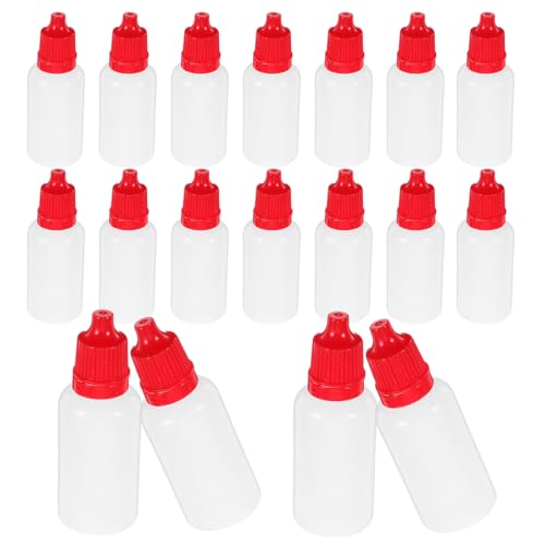 OUNONA 50pcs 20ml Plastic Travel Dropper Bottles with Crimson Caps, Refillable Squeeze Liquid Medicine Containers for Essential Oils, Eye Drops, and Small Liquids