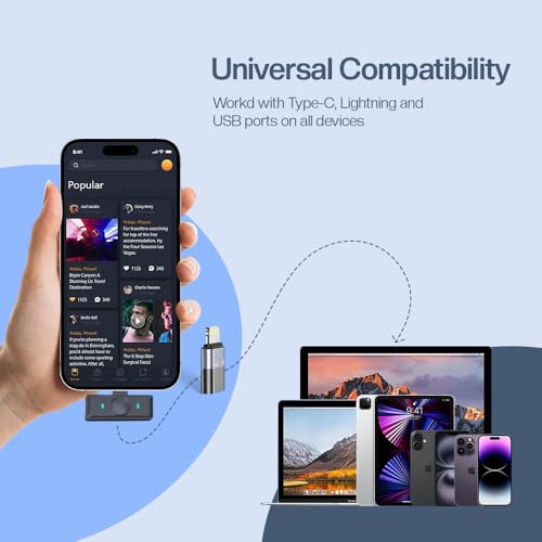 Image of UNIGEN UniMic Pro X120 Wireless Mic 2.4G Collar Microphone Video Recording Live Streaming Mic with Receiver for Video Recording, vlogging, YouTube, Facebook, Instagram Support System for Type C & iOS