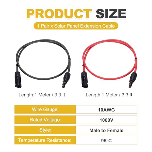 Câble d'extension solaire 10 AWG étanche pour recharger la batterie de votre camping-car
