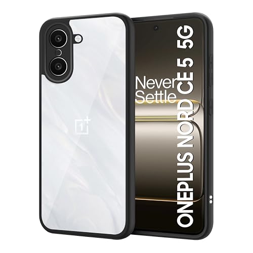 Image of CEDO Backcover for OnePlus Nord CE5 / CE 5 (5G) | Camera Protection Bump Shockproof Edge | Ultra Hybrid Transparent Acrylic Clear TPU+PC Hard Backcase Cover (Black)