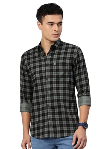 Image of Majestic Man Men Small Checkered Slim Fit Cotton Casual Shirt