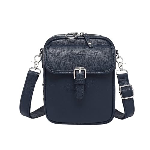 Urvash Crossbody Leather Bag - Vintage Layer Mini Crossbody Purse, Anti-Theft Women’s Casual Messenger Bag with Card Slots