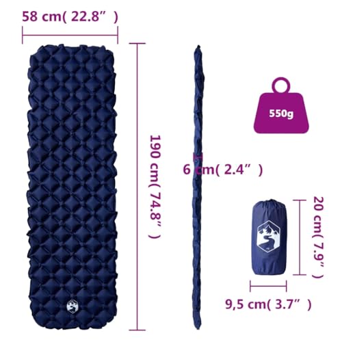 Tapis isolant gonflable marine 190x58 cm léger pour le trekking