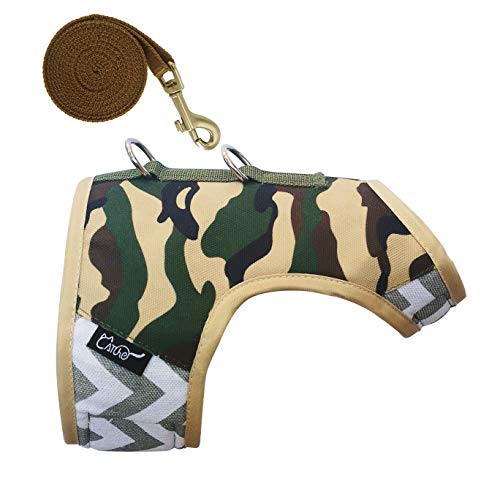 Image of Cat Harness and Leash for Walking Escape Proof Breathable Mesh Fabric, Camo Green, XX-Large, Adjustable Cat Walking Jackets with Handle, Padded Stylish Cat Vest