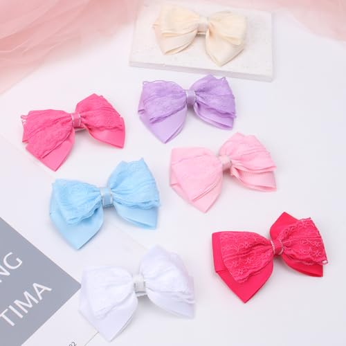 Pinzas para el cabello con moña 4 pulgadas rojo set 2 miniatura 7